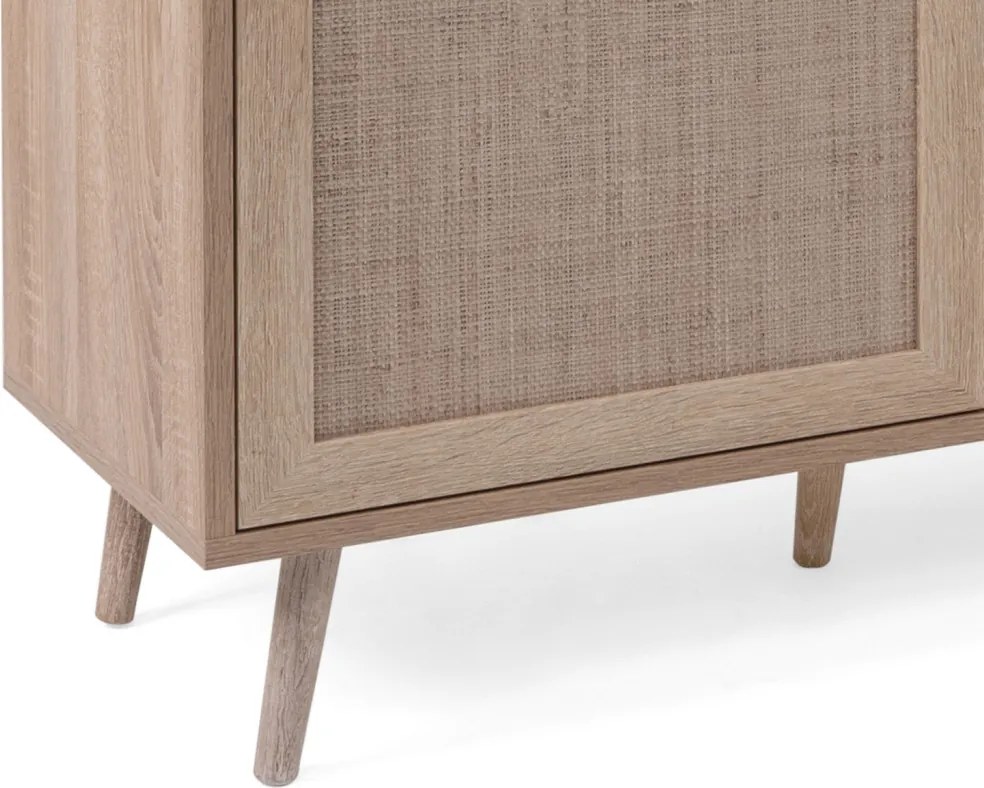 Široká skrinka 3-dverová Bali, dub sonoma/výplet