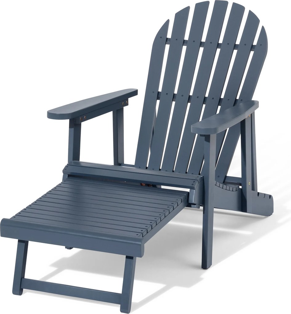 Adirondack relaxačné kreslo s vyťahovacou opierkou nôh, modré