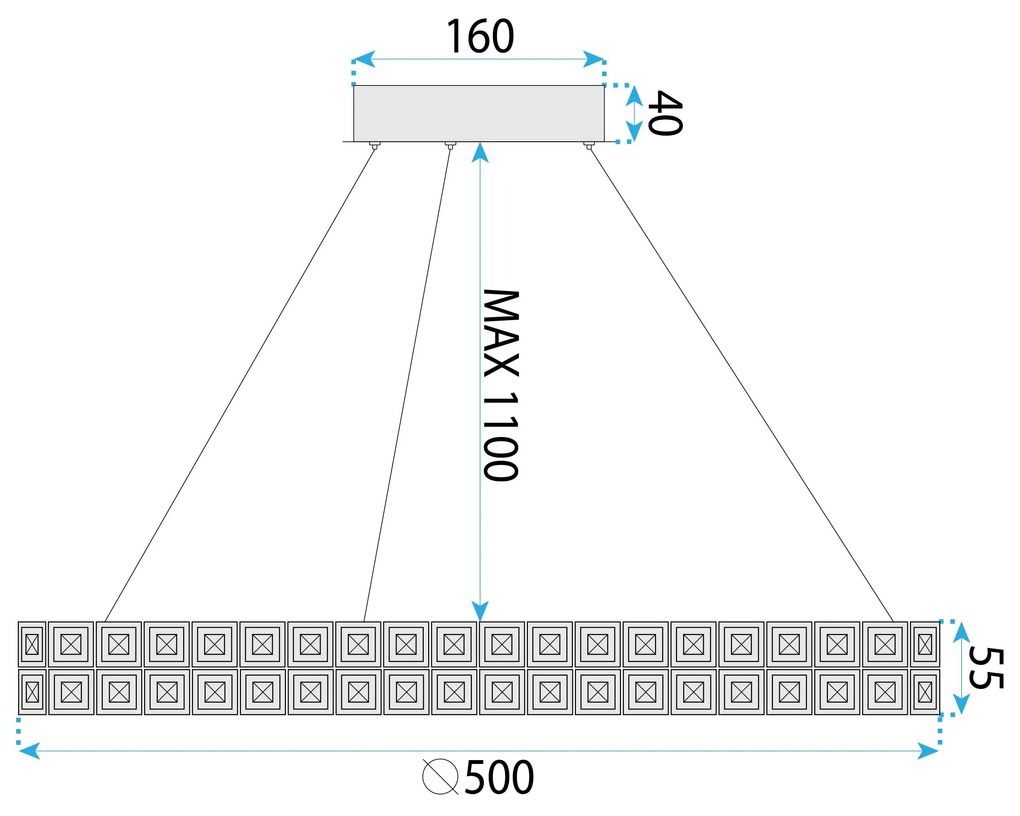 Toolight Toolight, LED stropné svietidlo 50cm, 36W, 4000K, MS005-CP, chrómová, OSW-09615