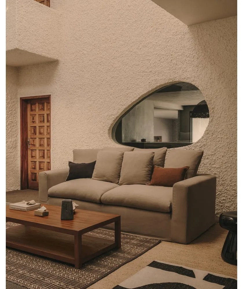 Antracitová ľanová pohovka 240 cm Nora – Kave Home