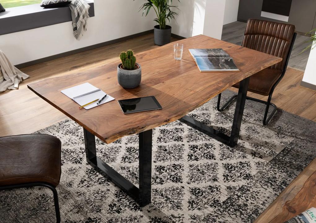 Bighome - METALL Jedálenský stôl s hnedými nohami 180x90, akácia, prírodná