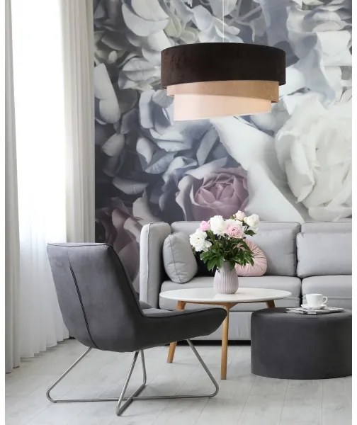 Duolla - Luster na lanku DEVON 1xE27/40W/230V pr. 45 cm čierna/béžová