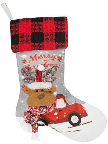 Vianočná dekorácia RENNE 2 svetlosivá / červená