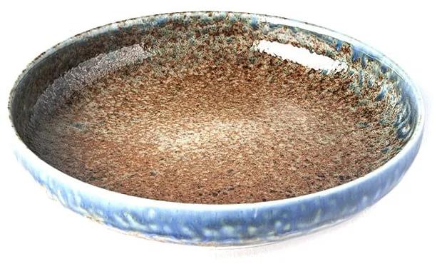 Béžovo-modrý keramický tanier so zdvihnutým okrajom MIJ Earth &amp; Sky, ø 22 cm