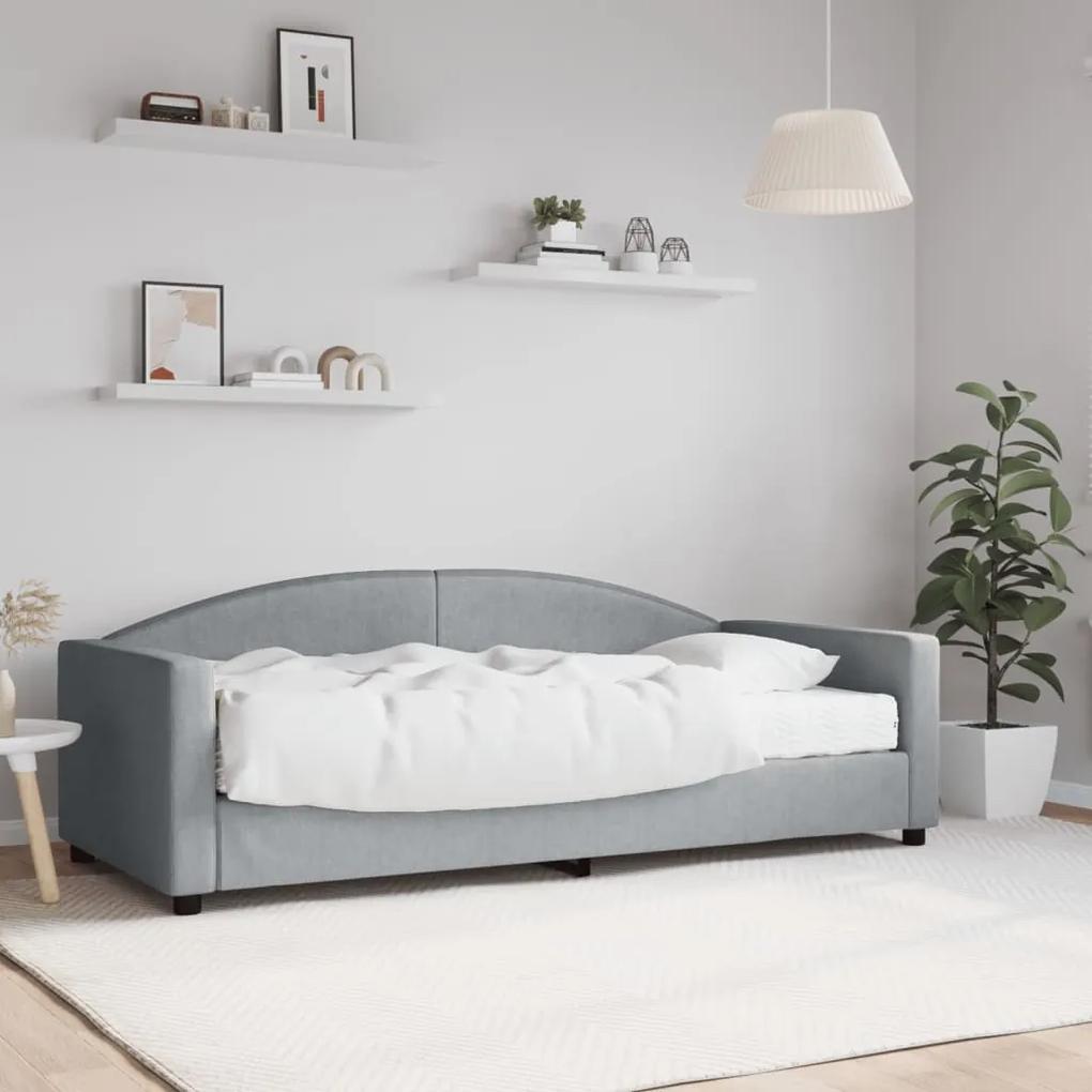 Denná posteľ s matracom bledosivá 90x190 cm látka 3197180