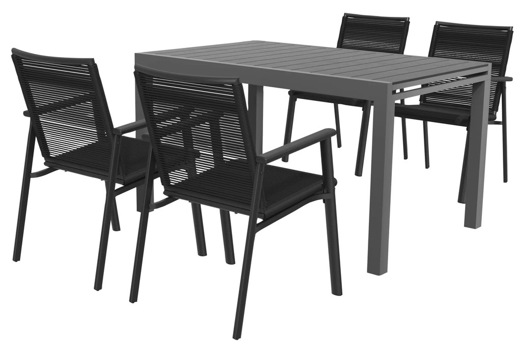 Livarno home Rozkladací záhradný stôl Miami + Záhradná stolička Miami, 4 kusy (800008470)