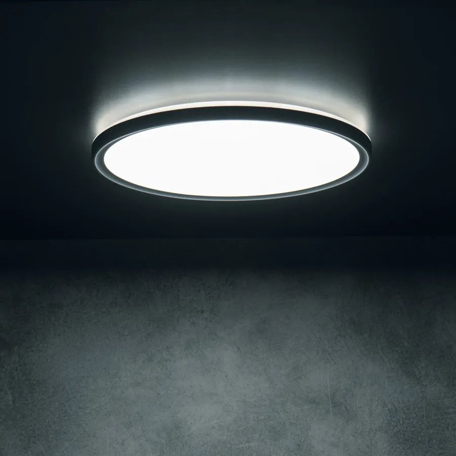 KANLUX KANLUX, AZPO stropné LED svietidlo, priemer 290mm, 18,5W, 3000/4000/6000K, IP54, čierna matná, 31515
