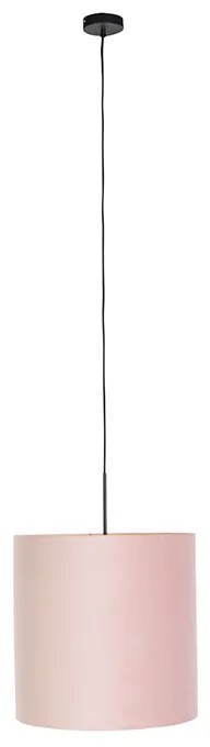 Závesné svietidlo s ružovým zamatovým tienidlom so zlatom 40 cm - Combi