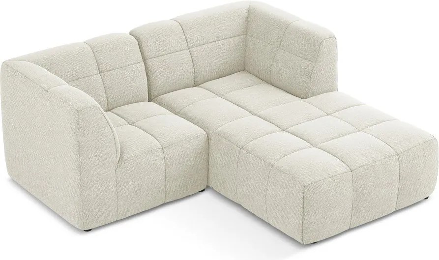 Béžová rohová pohovka z textílie buklé (pravý roh/s leňoškou) Aloha – Makamii