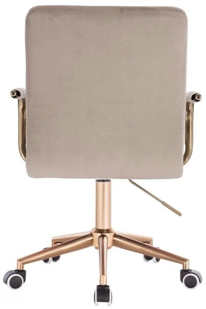 LuxuryForm DESIGN Stolička VERONA GOLD VELUR na zlatej podstave s kolieskami - latte