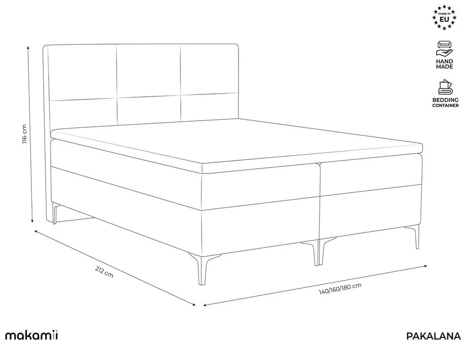 Svetlomodrá boxspring posteľ s úložným priestorom 180x200 cm Pakalana – Makamii