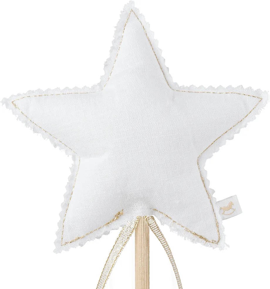 Ľanová kúzelná palička biela so zlatom