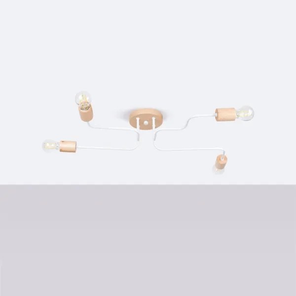 Sollux SL.1665 - Prisadený luster TIMBO 4xE27/15W/230V biela/béžová/buk