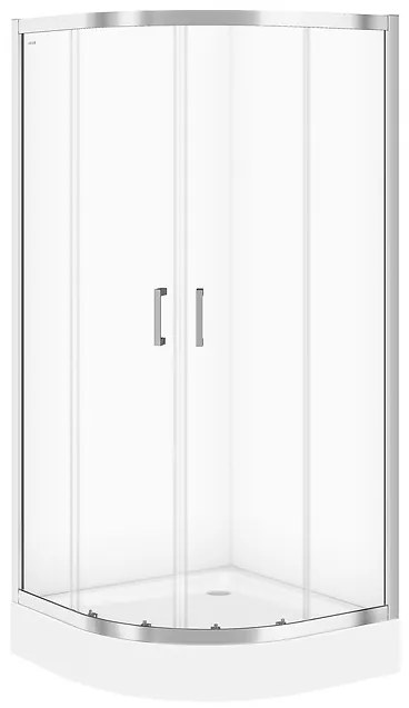 Cersanit Basic+Tako, štvrťkruhový sprchový kút 90x90x185 cm + sprchová vanička 90x16cm, biela, S601-118