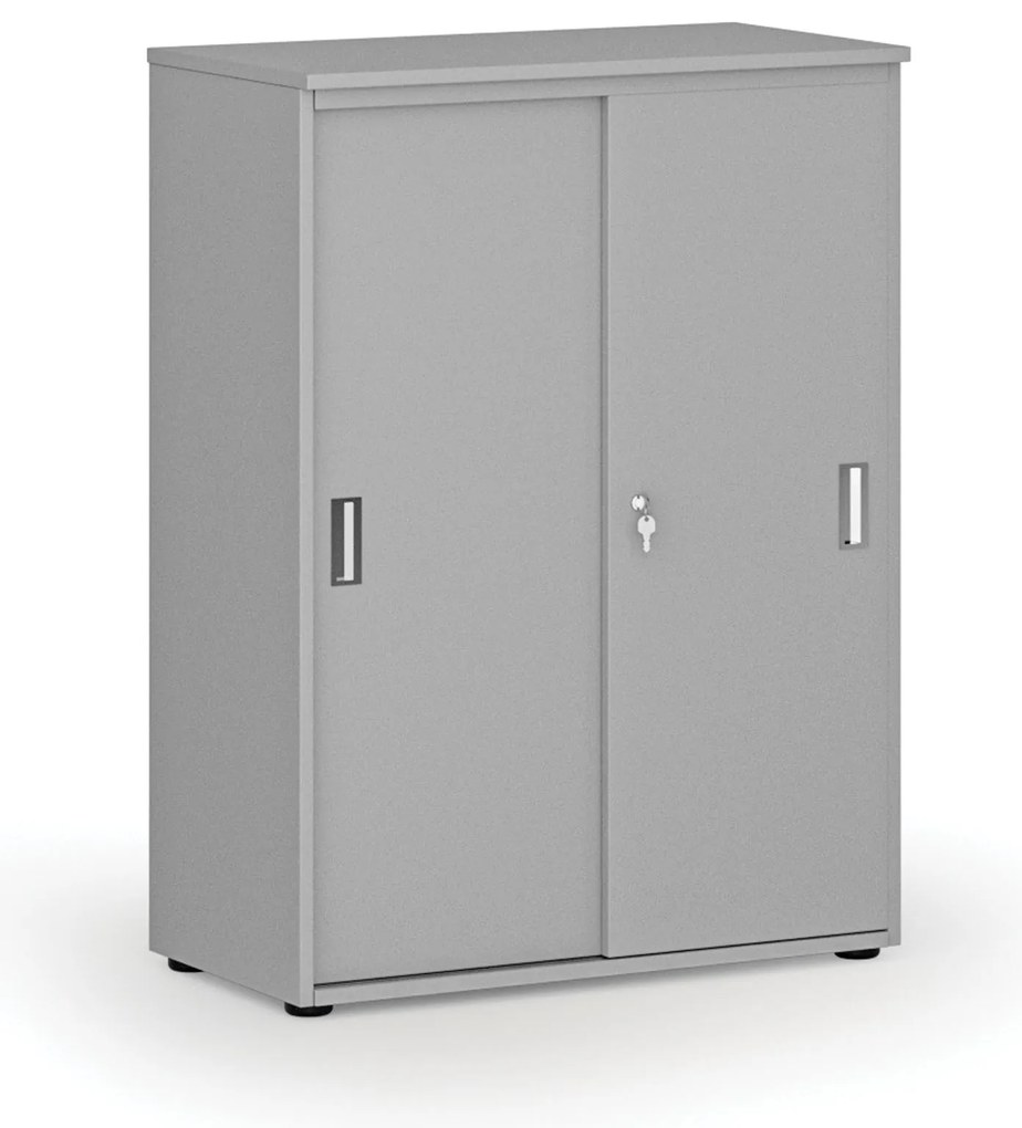 Kancelárska skriňa so zasúvacími dverami PRIMO GRAY, 800 x 420 x 1087 mm, sivá