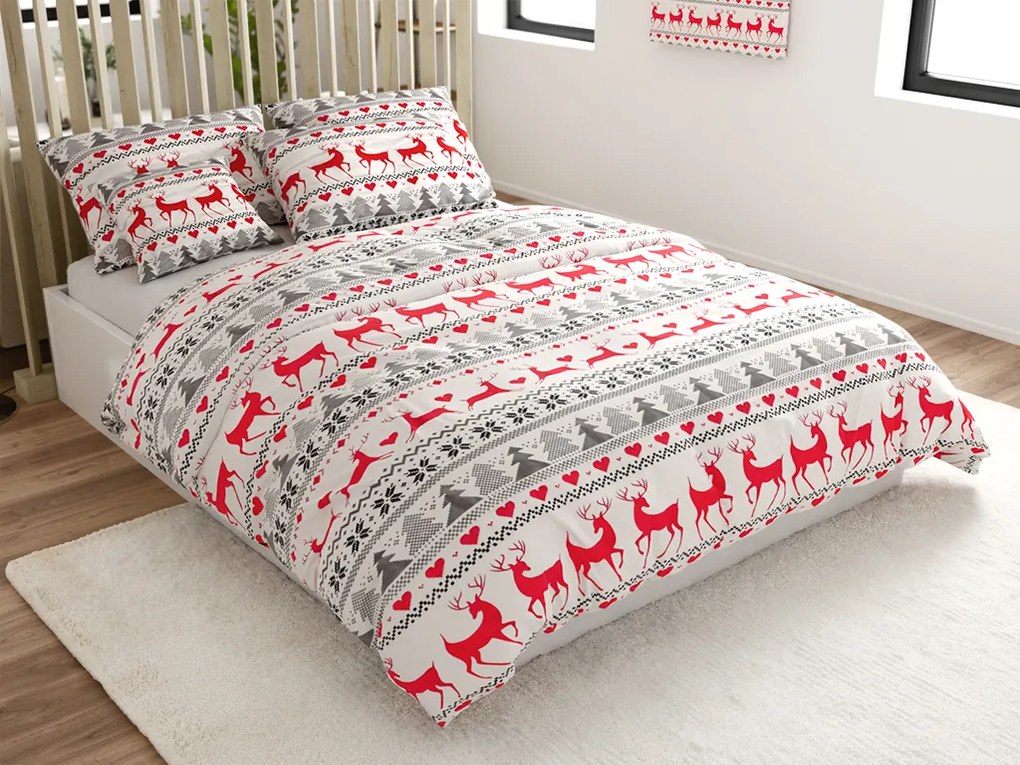 Flanelové obliečky DEER DREAMS biele Rozmer obliečky: 70 x 90 cm | 140 x 220 cm