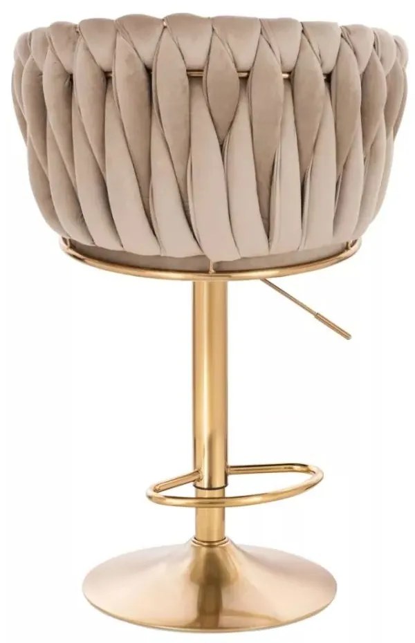 LuxuryForm DESIGN Barová stolička NORDEN VELUR na zlatom tanieri - latte