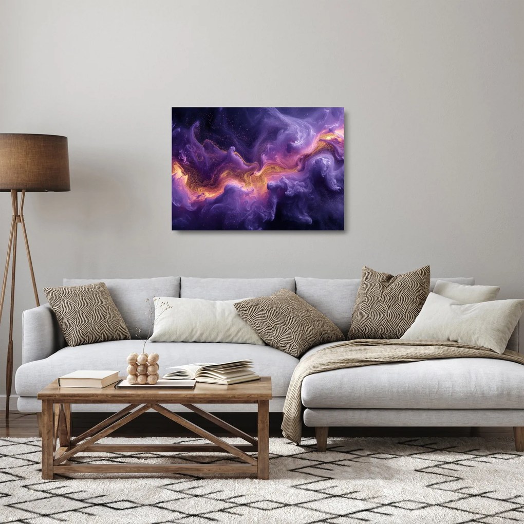 Sklenený obraz - Fialová hmlovina (70x50 cm)