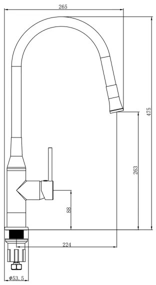Sapho - Drezová batéria s flexibilným ramienkom SILI čierna/lesklý chróm