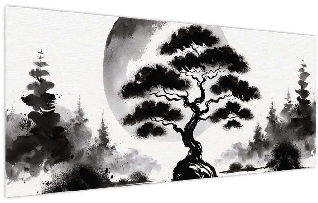 Obraz – Čiernobiela bonsai (120x50 cm)