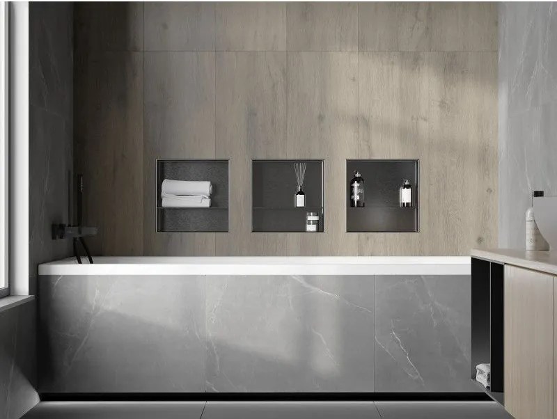 Mexen X-Wall-NR, polica na zapustenie bez príruby 30 x 30 cm, grafitová matná - 19E1303010S