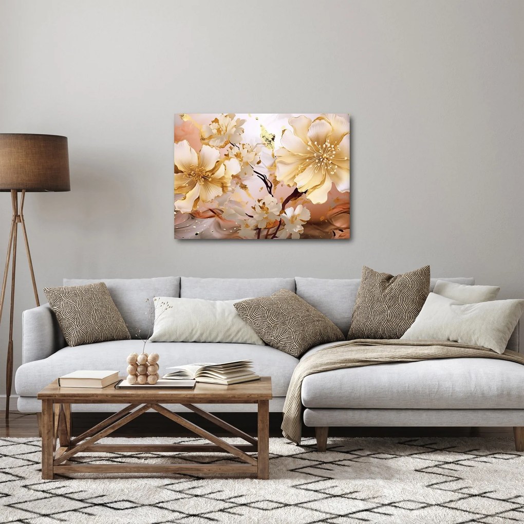 Obraz - Zlaté kvety (70x50 cm)