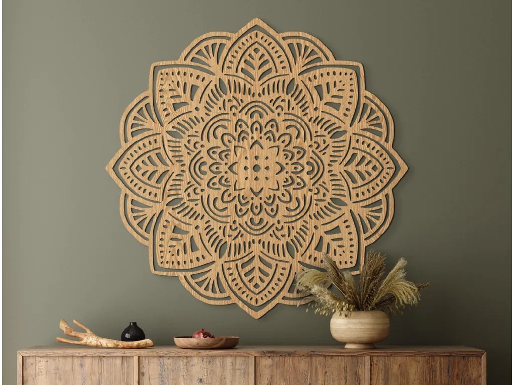 drevko Drevená mandala Šťastie Rozmer obrazu: 115 x 115 cm, Farba dekorácie: Čierna