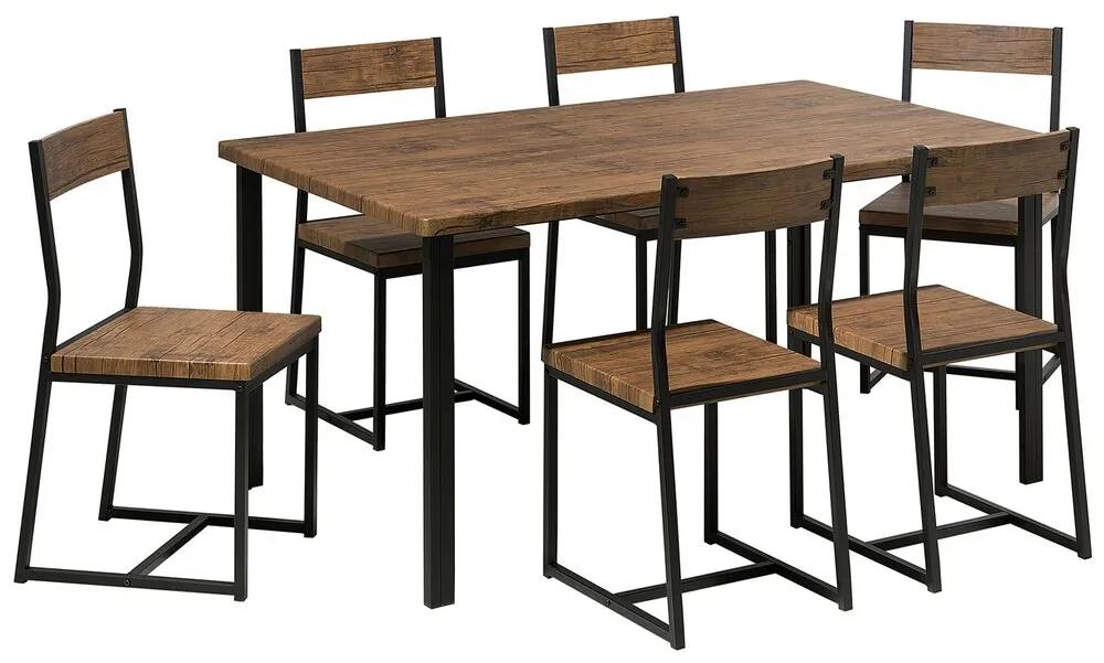 Jedálenská súprava stola a 6 stoličiek tmavé drevo/čierna LAREDO Beliani
