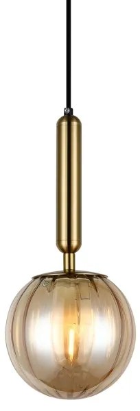 ITALUX PND-2324-1 BRO+AMB - Luster na lanku RAVENA 1xE27/5W/230V mosadz