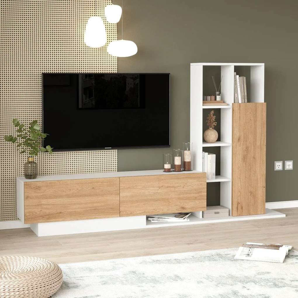 TV stena Houseland Blaze Oak Castello/biela