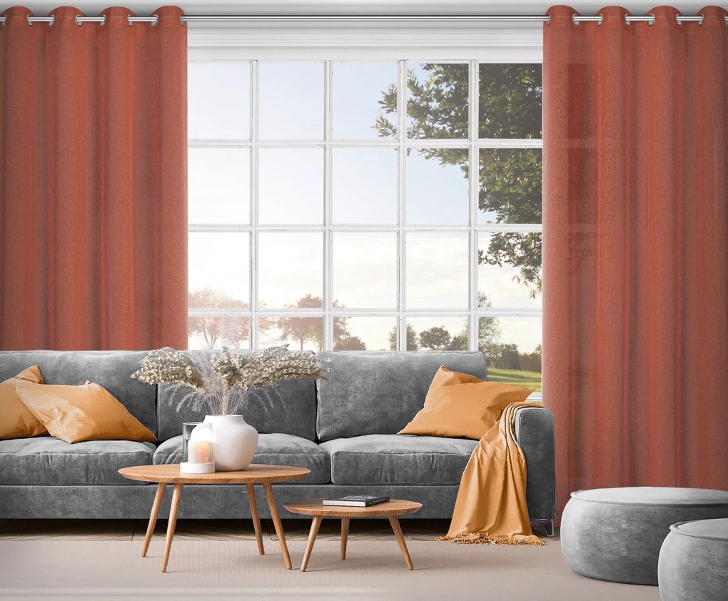 ZÁVES NA KRÚŽKOCH ANGELICA 140X250 CM TEHLOVÁ