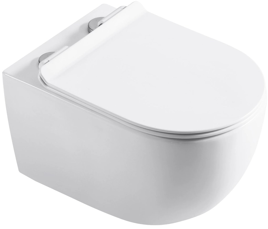 Cerano Felci, závesná WC misa Rimless 525x360x355 mm + UF toaletné sedátko, biela lesklá, CER-CER-417377