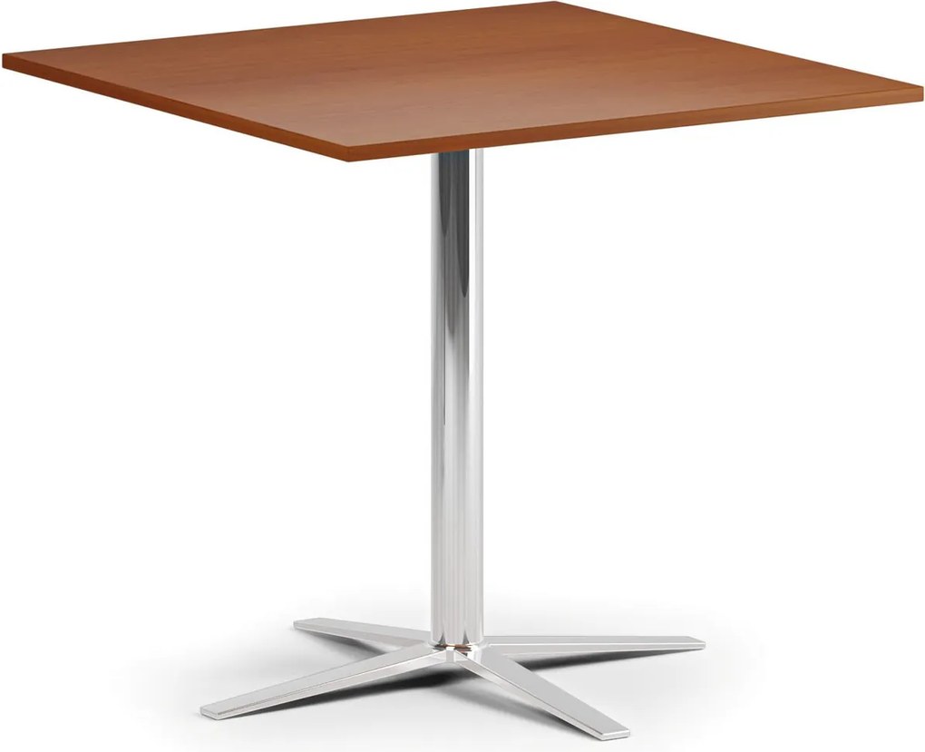 Konferenčný stolík AURA, 60x60 cm, chróm podnož, čerešňa