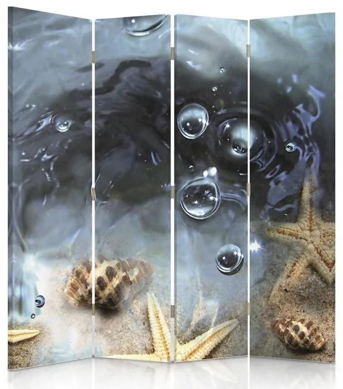 Ozdobný paraván Mušle moře - 145x170 cm, štvordielny, klasický paraván
