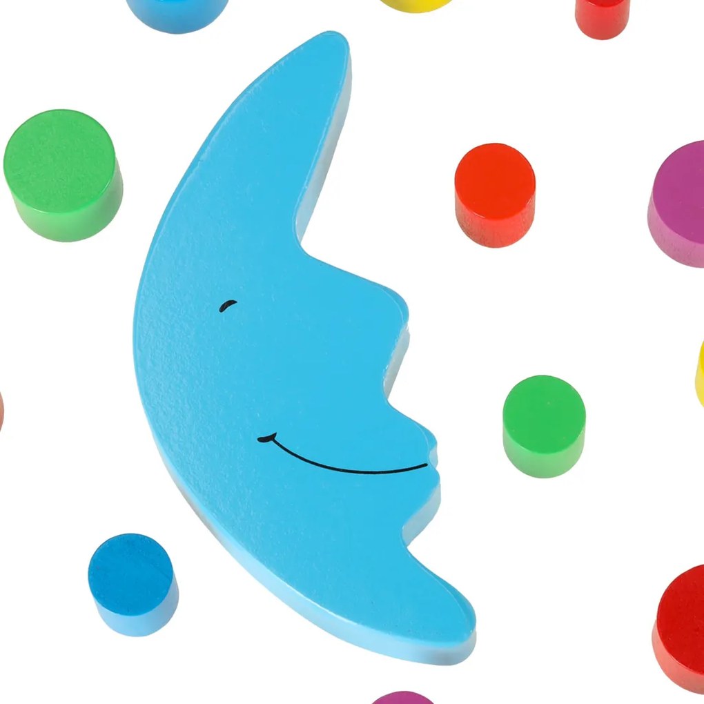 KIK Balančná hra Balancing Moon, drevená Montessori skladačka s 18 farebnými kockami