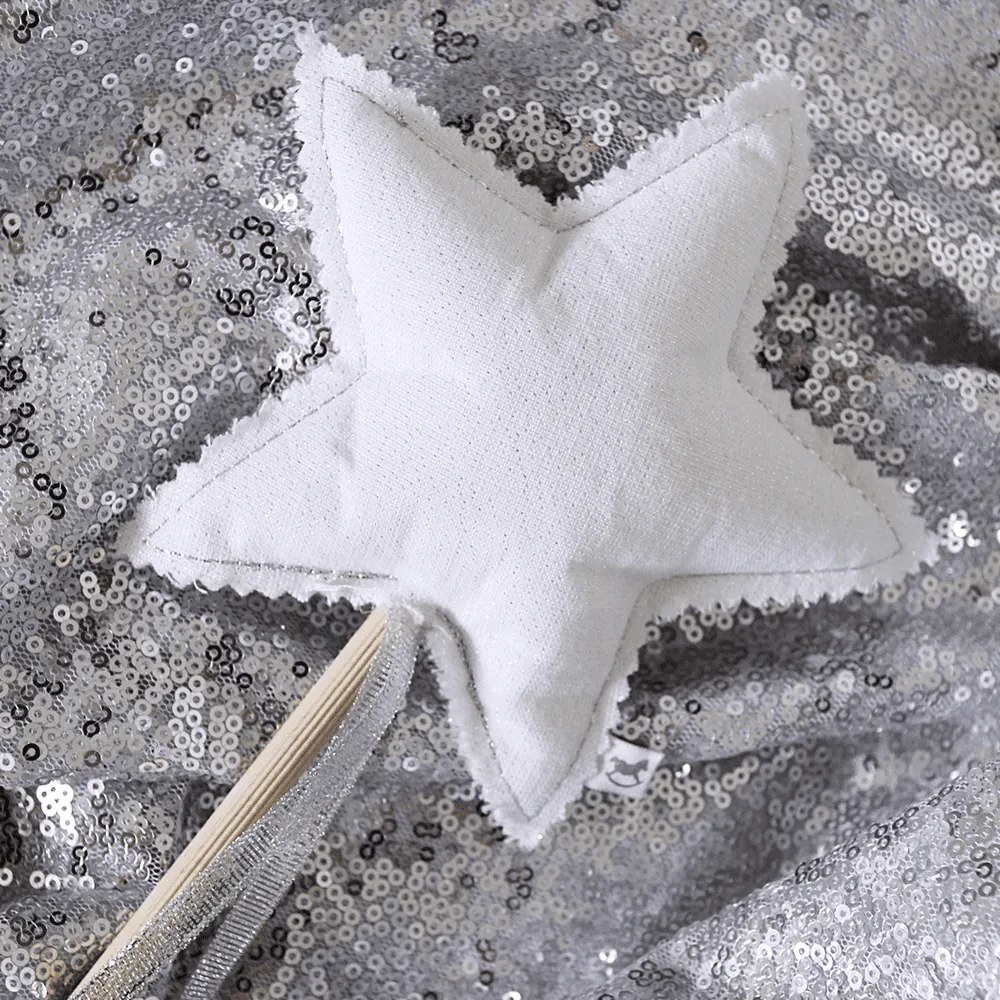 Ľanová kúzelná palička biela so striebrom