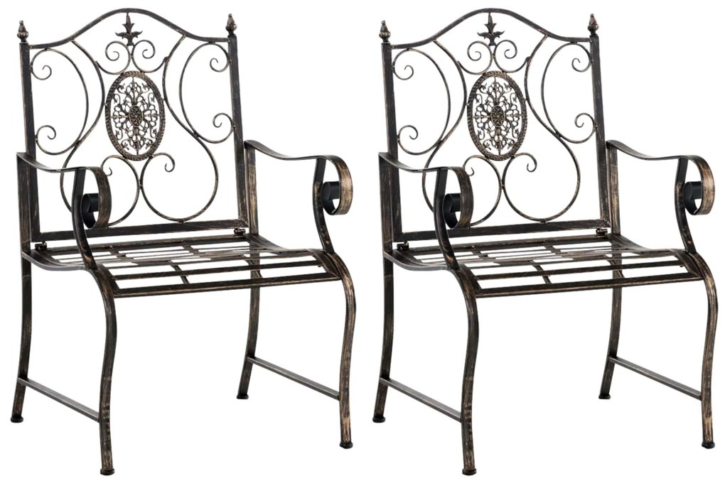 Kovová stolička Punjab s područkami (SET 2 ks) - Bronzová