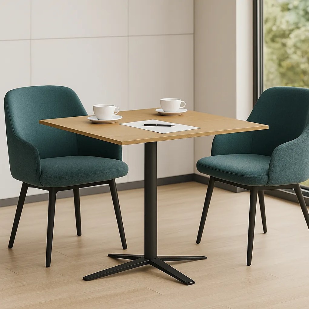 Konferenčný stolík AURA, 60x60 cm, čierna podnož, dub prírodný