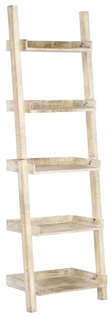 Rebríková polica z mangovníkového dreva biela 75x37x205 cm 247872