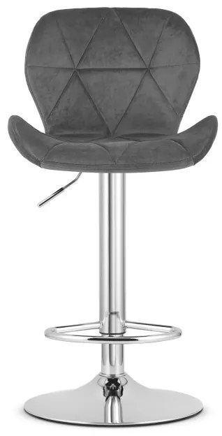 Barová stolička WEST zamatová, sivá (chrómová noha)