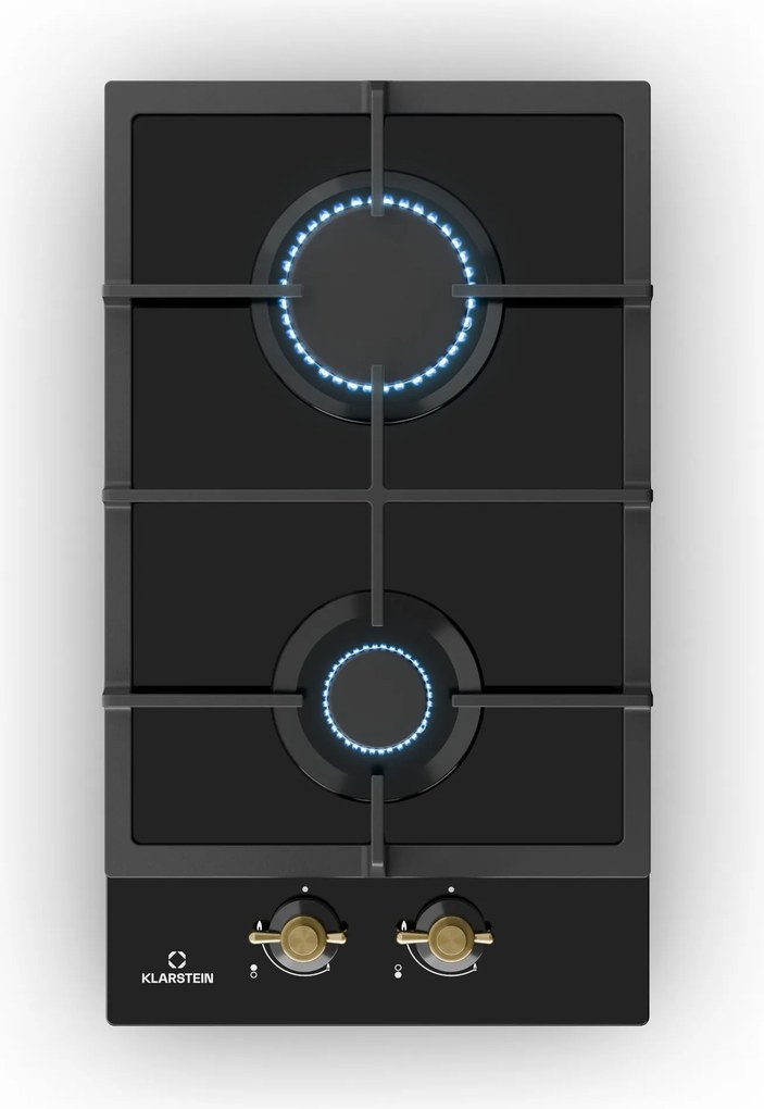 Klarstein Victoria Domino, plynová varná doska, 2 Sabaf horáky, sklokeramika, retro dizajn