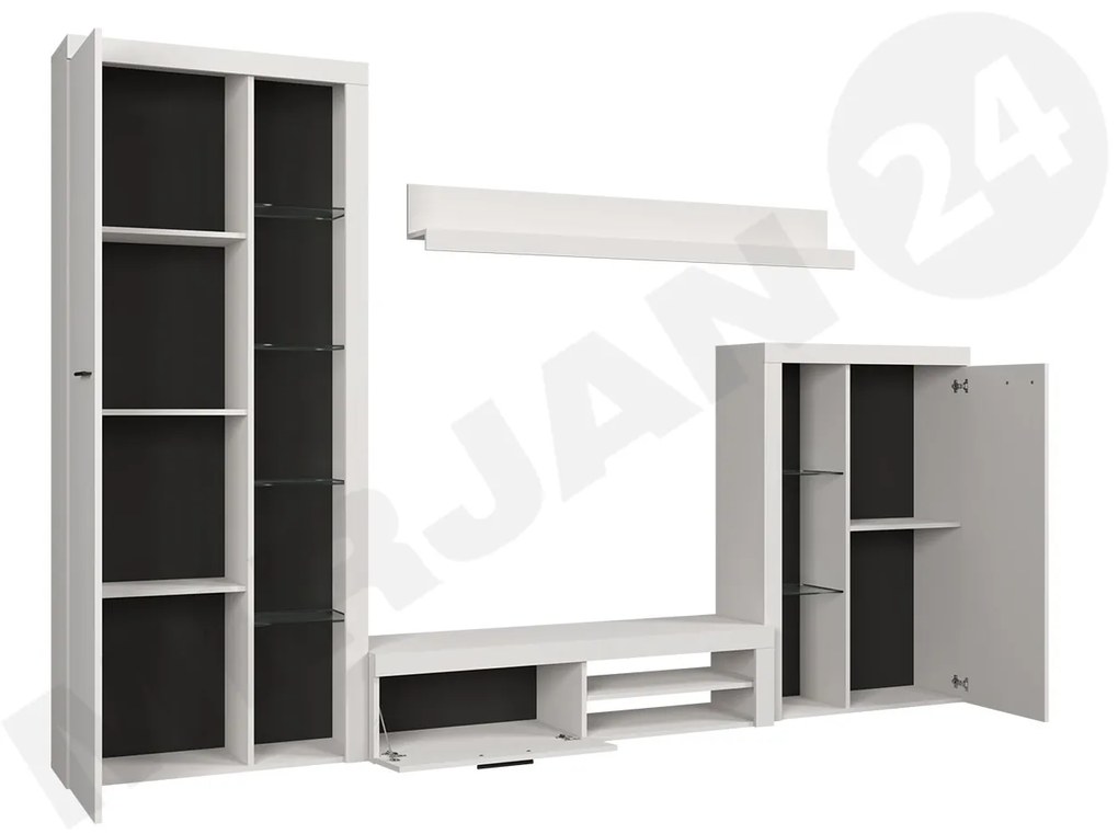 Obývacia stena Rodos s komodou, Farby: dub olejový, Osvetlenie: osvetlenie LED