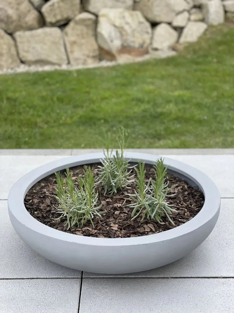 Okrasná miska PLANA, sklolaminát, Ø 54 cm x výška 14 cm, betón design