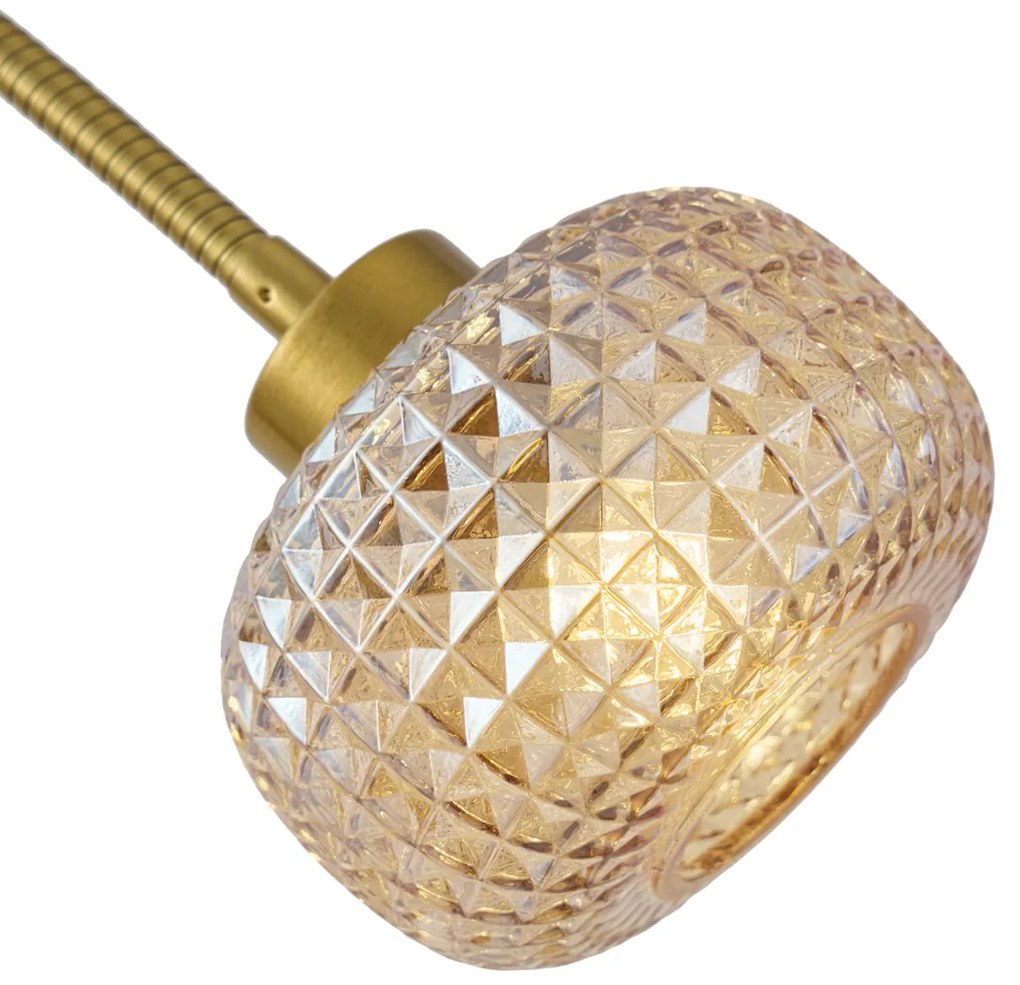 Dizajnová stojaca lampa mosadzná s jantárovým sklom 2-svetlá - Brianna