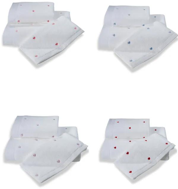 Soft Cotton Malé uteráky MICRO LOVE 30x50 cm Biela / červené srdiečka