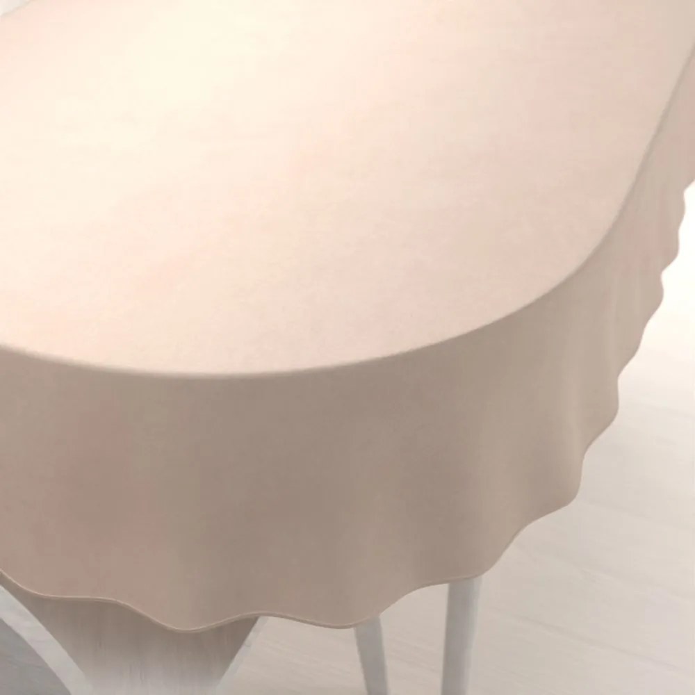Biante Veľký zamatový oválny obrus Velvet Premium SVP-020 Béžový 260x320 cm