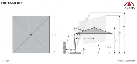 Derby DERBY DX 210 x 210 cm - záhradný slnečník s bočnou nohou : Barvy slunečníků - 820