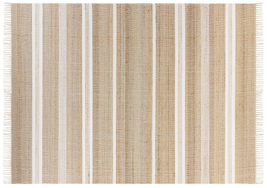 Jutový koberec 160 x 300 cm béžová/biela TALPUR Beliani