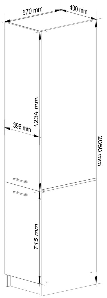Kuchyňská skříňka OLIVIE 205x40 cm matná bílá/beton