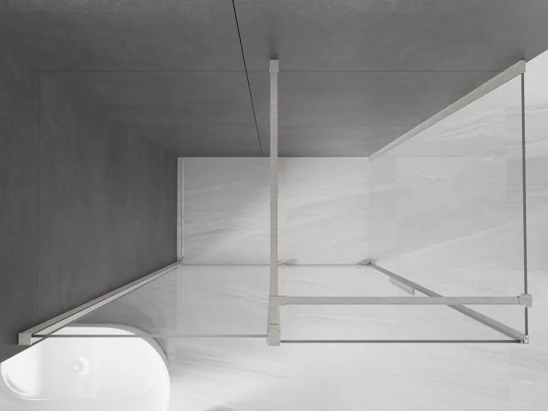 Mexen Velar, sprchový kút s posuvnými dverami 160 x 70 cm, 8mm číre sklo, brúsená oceľ, 871-160-070-01-97